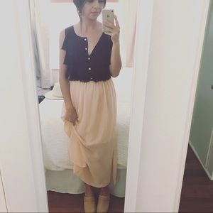 black & peach maxi dress